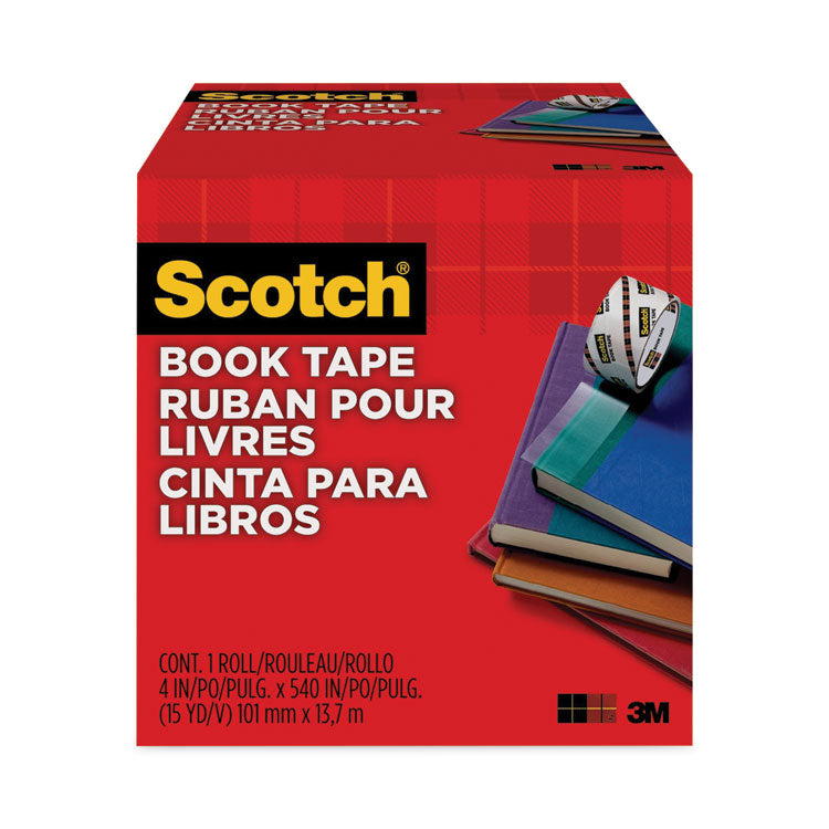 Scotch - Book Tape, 3" Core, 4" x 15 yds, Clear