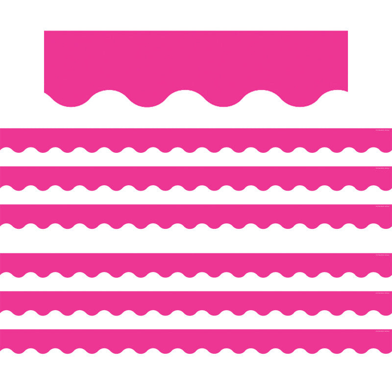 TEACHER CREATED RESOURCES - Hot Pink Scalloped Border Trim, 35 Feet Per Pack, 6 Packs