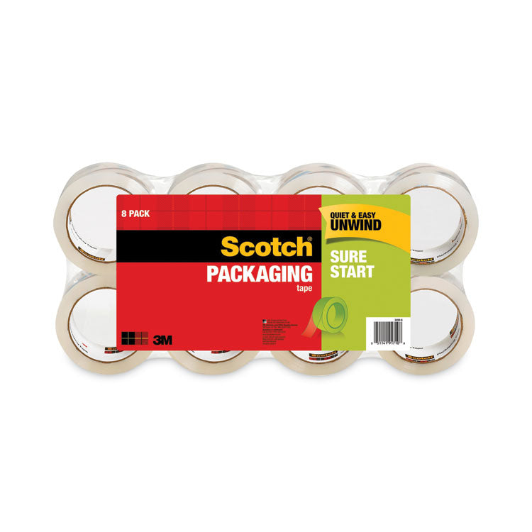 Scotch - Sure Start Packaging Tape, 3" Core, 1.88" x 54.6 yds, Clear, 8/Pack