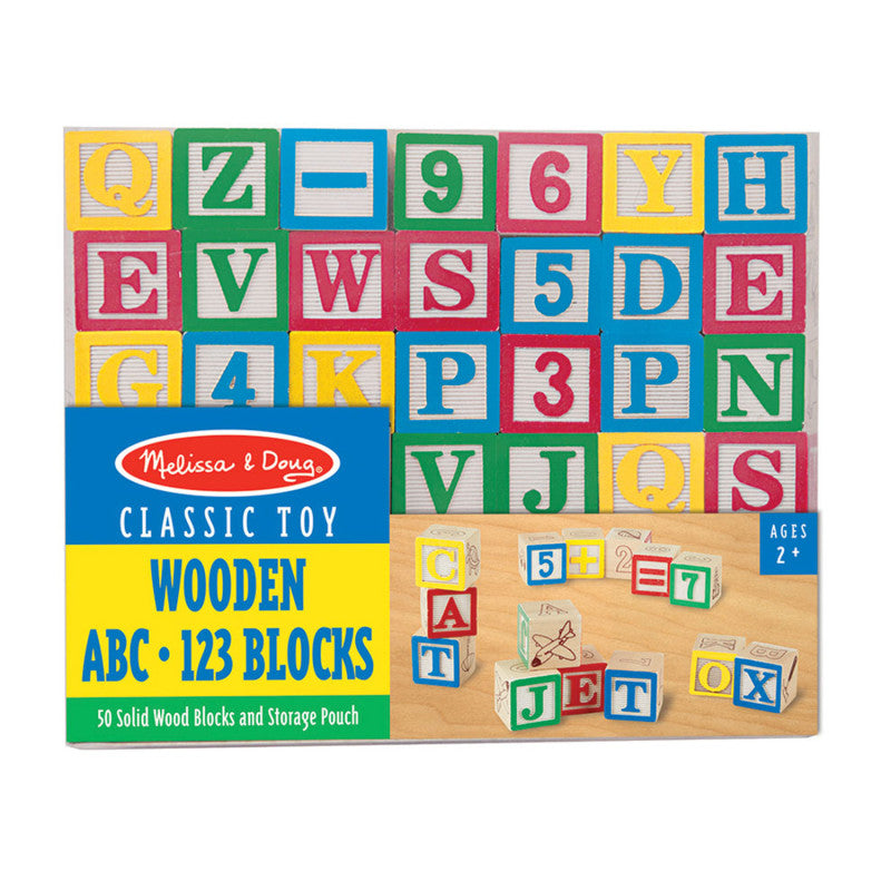 MELISSA & DOUG - Wooden ABC/123 Block Set, 50 Pieces