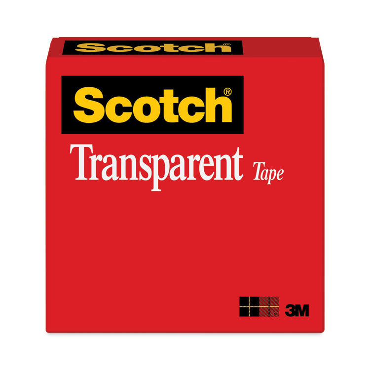 Scotch - Transparent Tape, 3" Core, 1" x 72 yds, Transparent