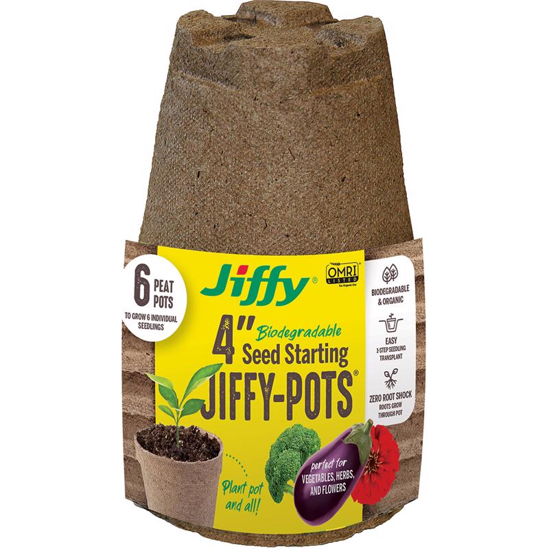 JIFFY - Jiffy 1 Cells 4 in. H X 4 in. W Seed Starting Peat Pot 6 pk