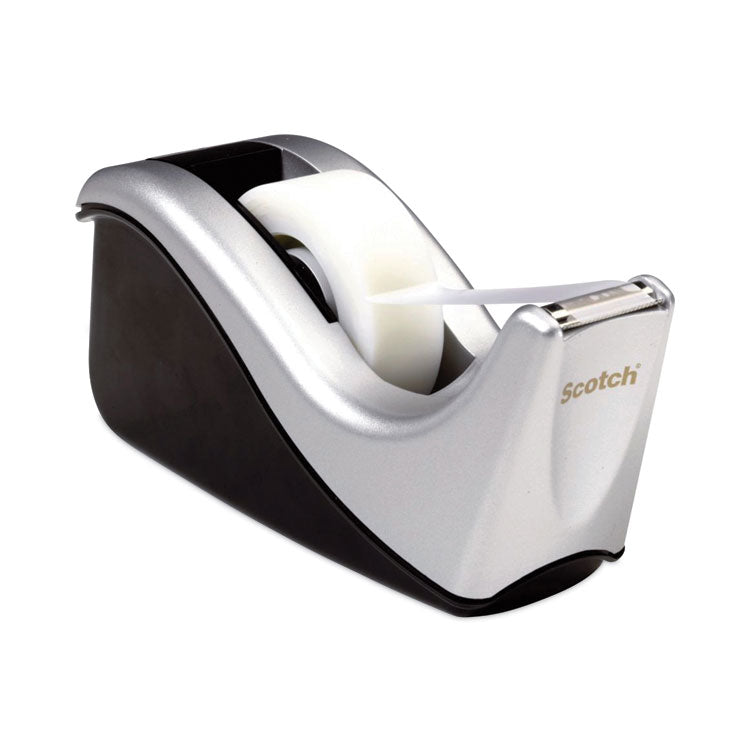 Scotch - Value Desktop Tape Dispenser, Attached 1" Core, Black/Silver