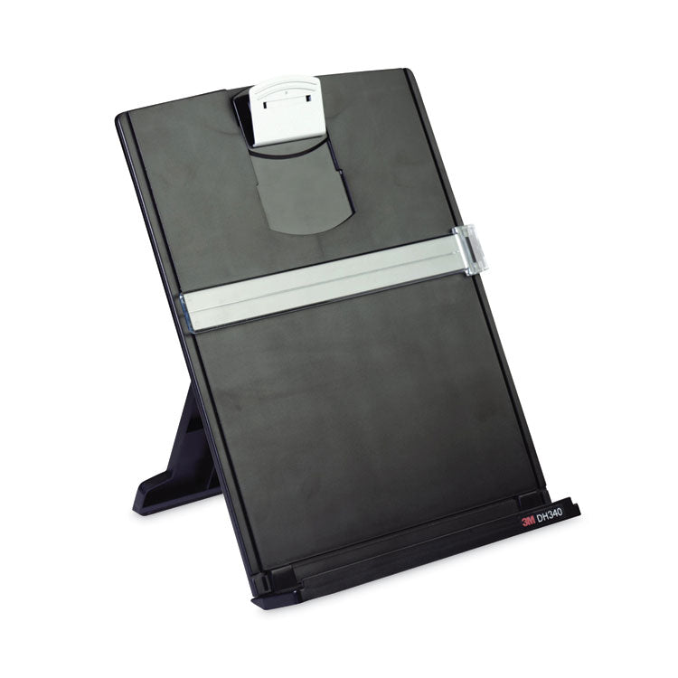 3M - Fold-Flat Freestanding Desktop Copyholder, 150 Sheet Capacity, Plastic, Black/Silver Clip