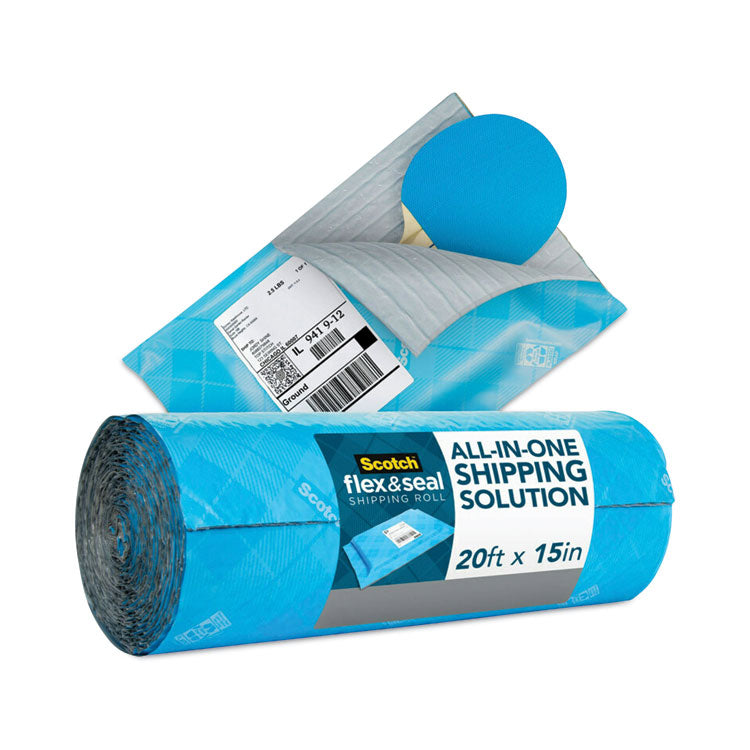 Scotch - Flex and Seal Shipping Roll, 15" x 20 ft, Blue/Gray