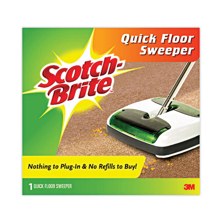 Scotch-Brite - Quick Floor Sweeper, 42" Aluminum Handle, White/Gray/Green