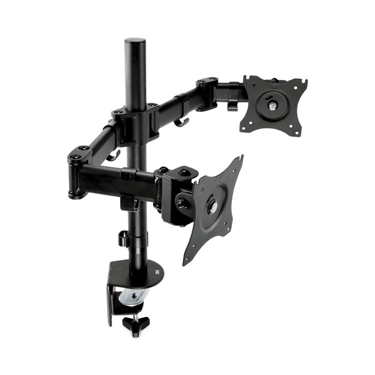 3M - Dual Monitor Mount, For 27" Monitors, 360 Degree Rotation, +45 Degree/-45 Degree Tilt, 90 Degree Pan, Black, Supports 20 lb