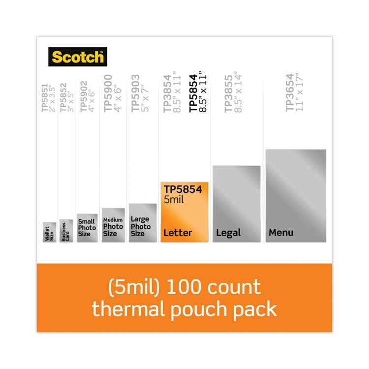 Scotch - Laminating Pouches, 5 mil, 9" x 11.5", Gloss Clear, 100/Pack (8754764)