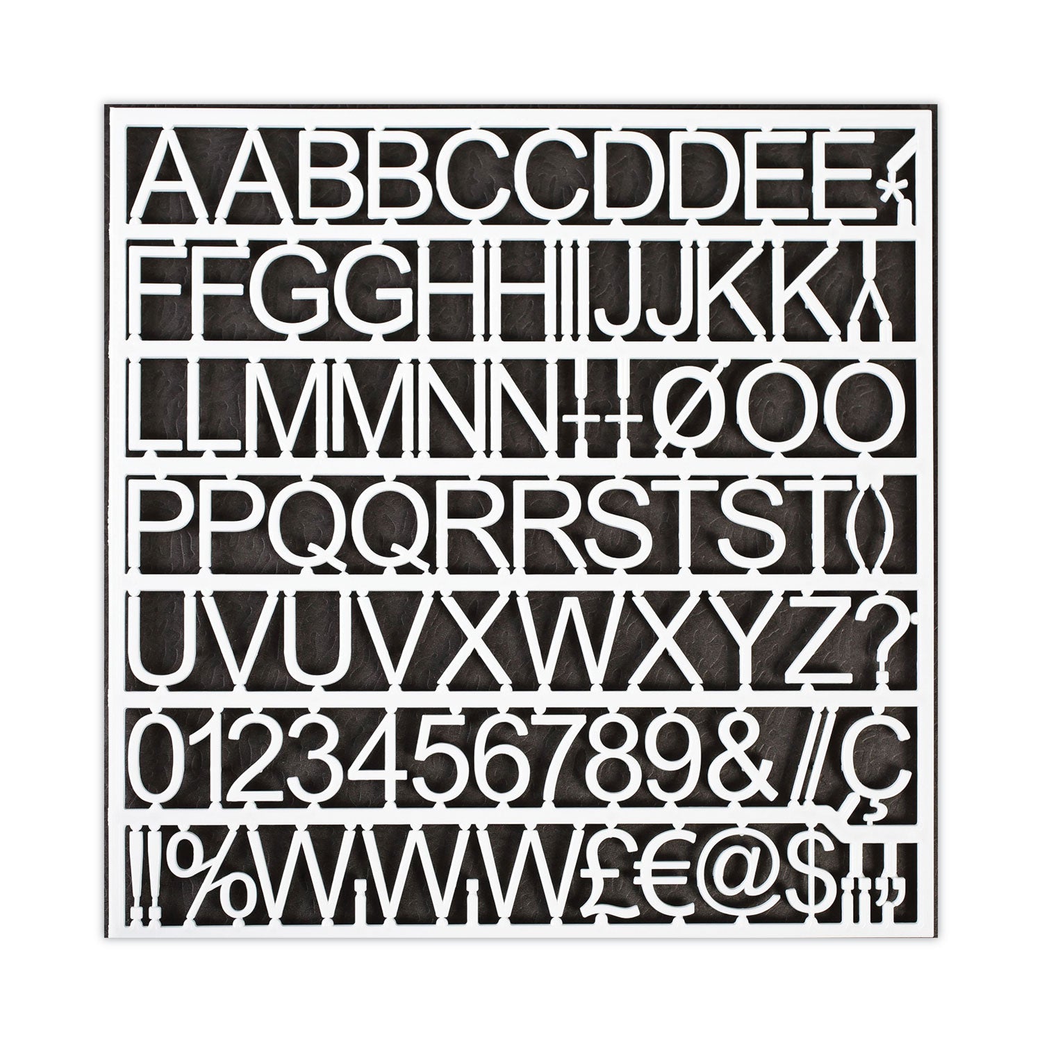 Set of Plastic Letter Board Letters, Numbers and Symbols, 1" Tall, White Characters, 270 Pieces