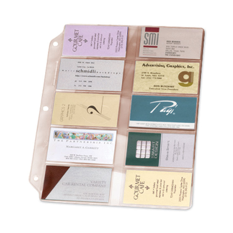 Cardinal - Business Card Refill Pages, For 2 x 3.5 Cards, Clear, 20 Cards/Sheet, 10 Sheets/Pack