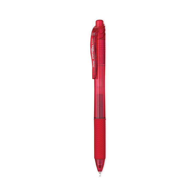 Pentel - EnerGel-X Gel Pen, Retractable, Fine 0.5 mm Needle Tip, Red Ink, Red Barrel, Dozen