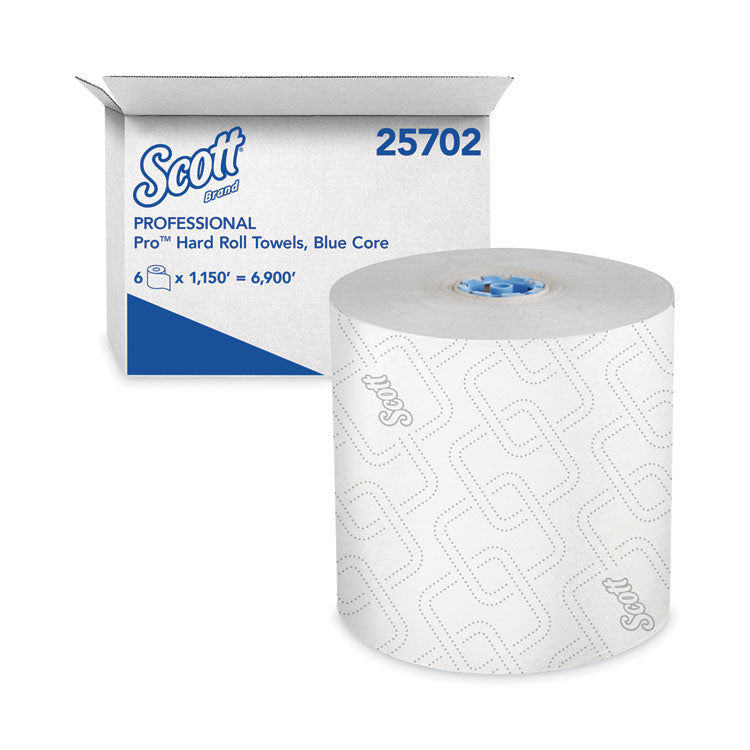 Scott - Pro Hard Roll Paper Towels with Elevated Scott Design for Scott Pro Dispenser, Blue Core Only, 1,150 ft Roll, 6 Rolls/Carton