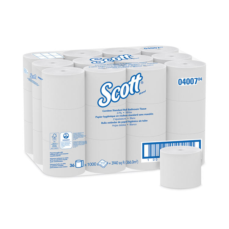 Scott - Essential Coreless SRB Bathroom Tissue, Septic Safe, 2-Ply, White, 1,000 Sheets/Roll, 36 Rolls/Carton