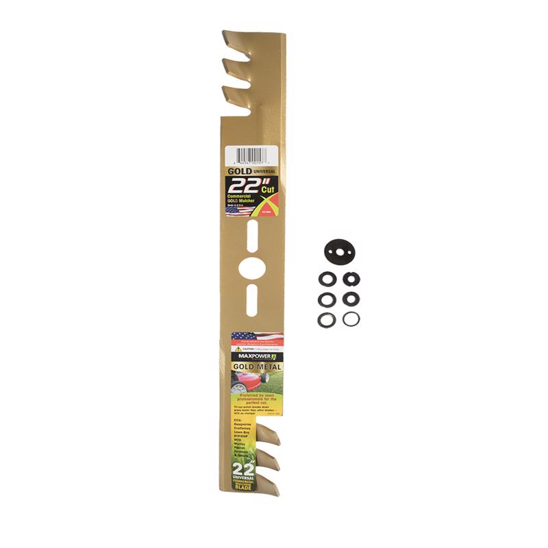 MAXPOWER - MaxPower 22 in. Mulching Mower Blade For Walk-Behind Mowers 1 pk - Case of 5 [331982S]