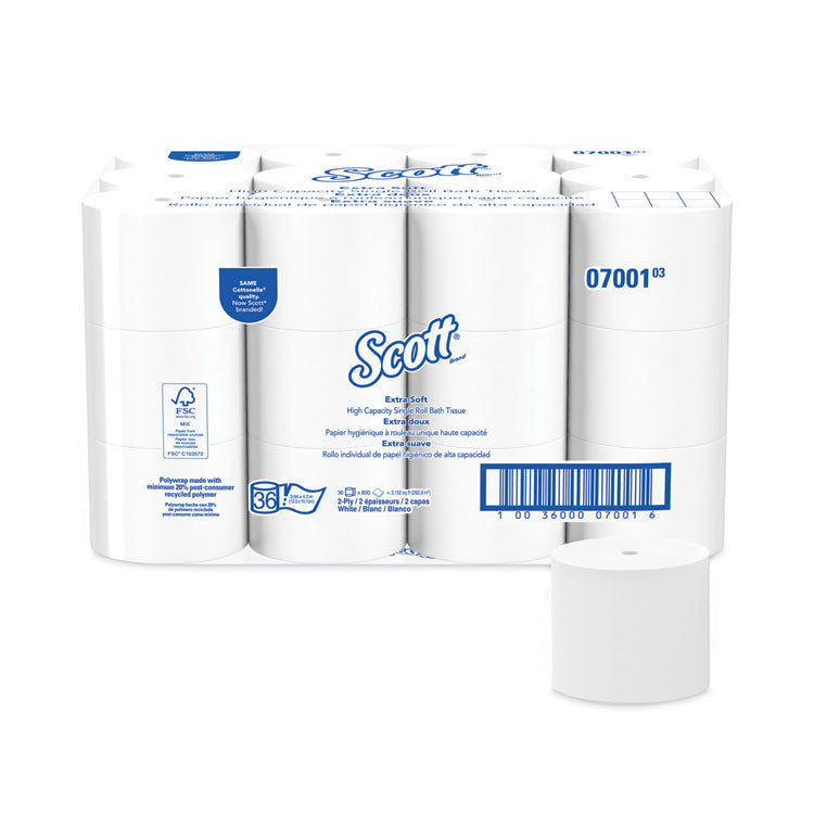 Scott - Essential Extra Soft Coreless Standard Roll Bath Tissue, Septic Safe, 2-Ply, White, 800 Sheets/Roll, 36 Rolls/Carton