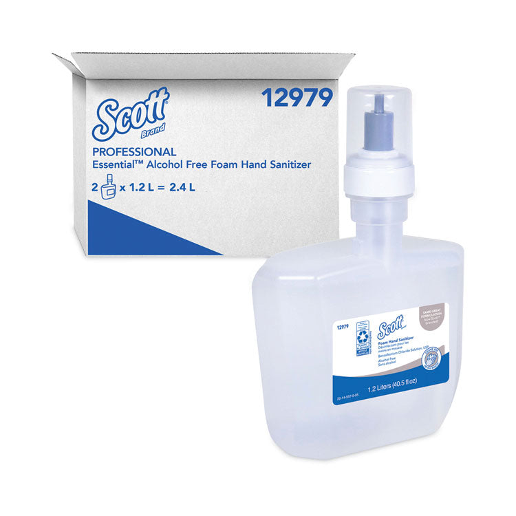 Scott - Essential Alcohol-Free Foam Hand Sanitizer, 1,200 mL, Unscented, 2/Carton