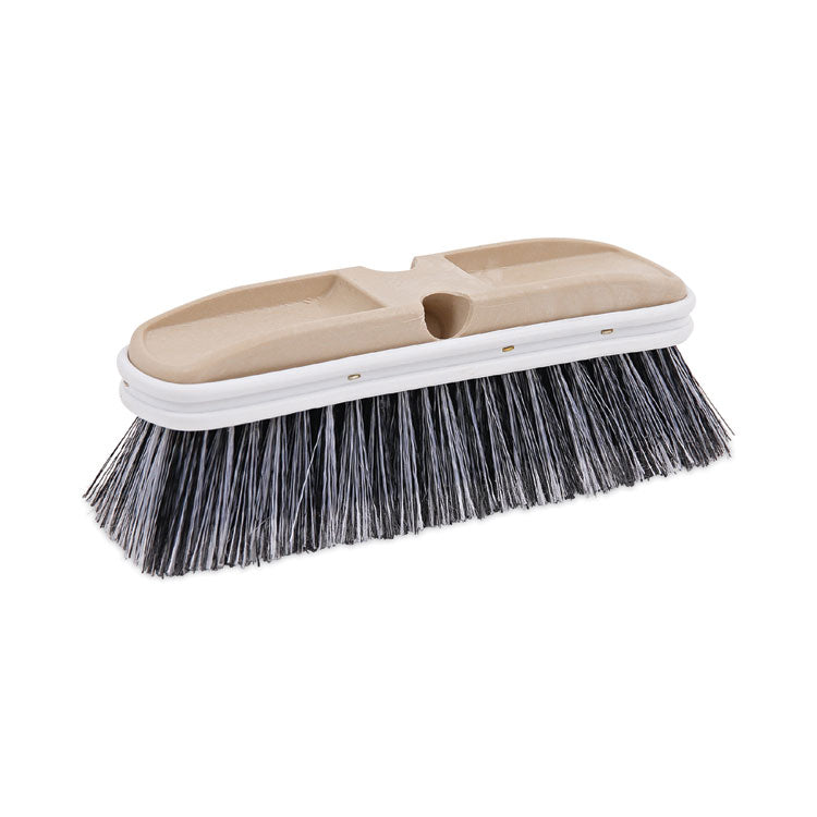 Boardwalk - Polystyrene Vehicle Brush with Vinyl Bumper, Black/White Polystyrene Bristles, 10" Brush