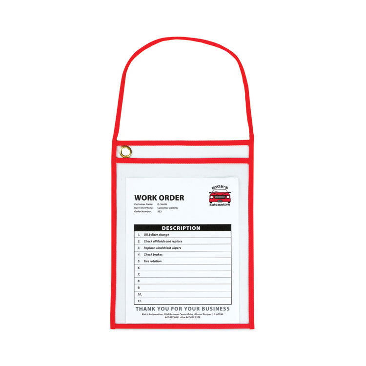 C-Line - 1-Pocket Shop Ticket Holder w/Setrap and Red Stitching, 75-Sheet, 9 x 12, 15/Box