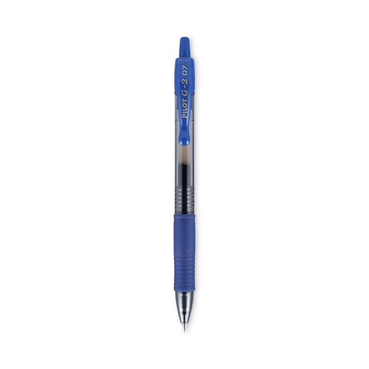 Pilot - G2 Premium Gel Pen, Retractable, Fine 0.7 mm, Blue Ink, Smoke Barrel, 2/Pack