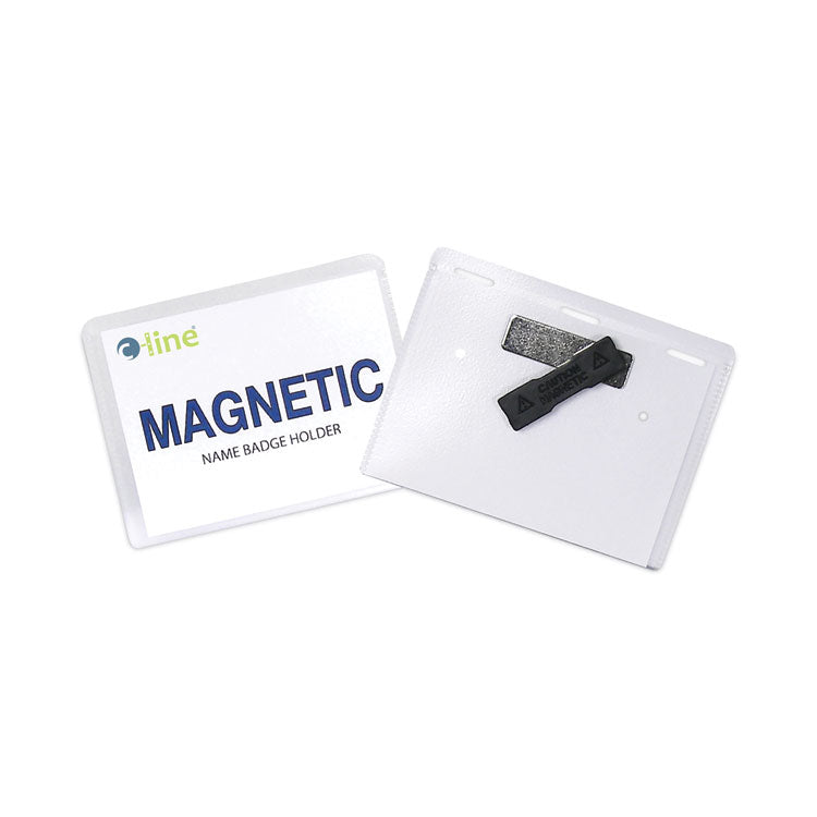 C-Line - Magnetic Name Badge Holder Kit, Horizontal, 4w x 3h, Clear, 20/Box