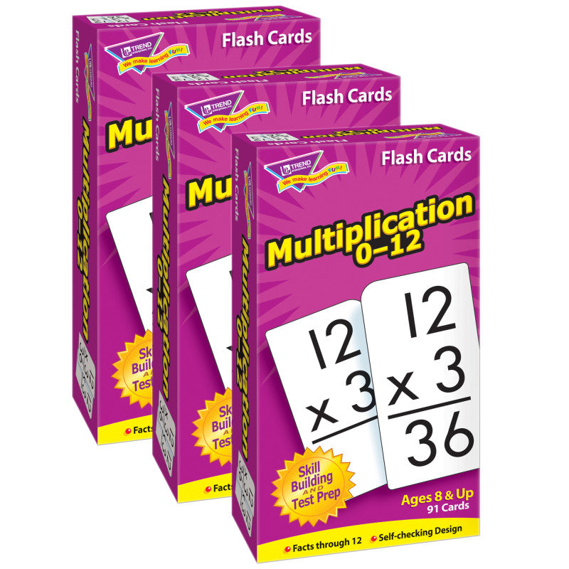 TREND - Multiplication 0-12 Skill Drill Flash Cards, Pack of 3