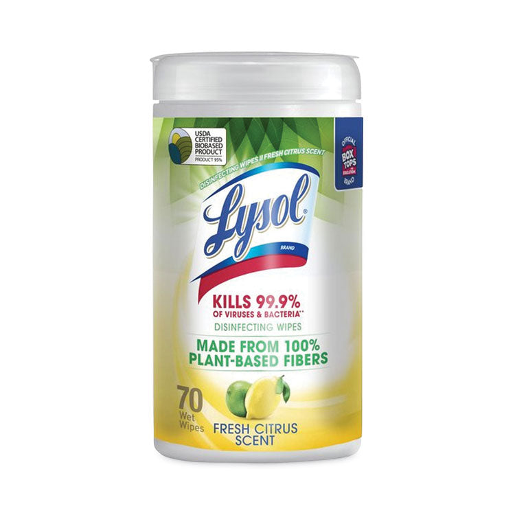 LYSOL Brand - Disinfecting Wipes II Fresh Citrus, 7 x 7.25, 70 Wipes/Canister, 6 Canisters/Carton