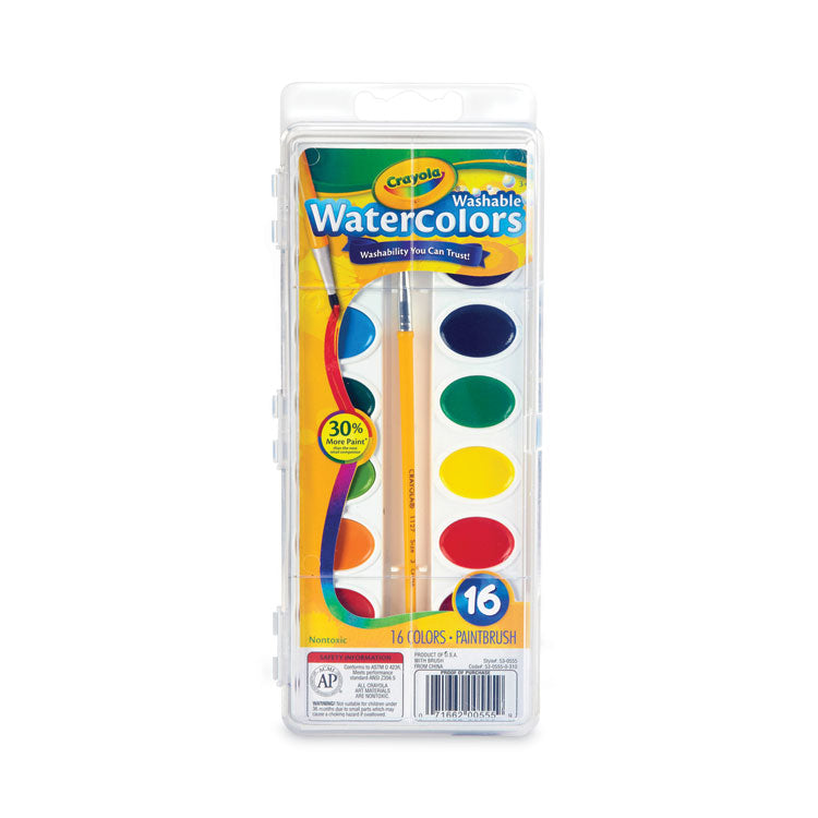 Crayola - Washable Watercolors, 16 Assorted Colors, Palette Tray (5627244)