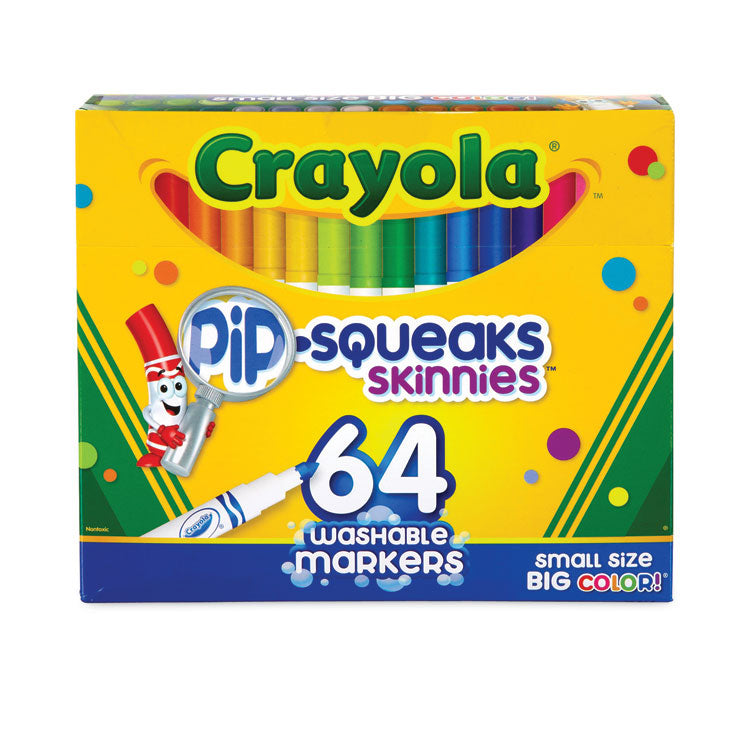 Crayola - Pip-Squeaks Skinnies Washable Markers, Medium Bullet Tip, Assorted Colors, 64/Pack