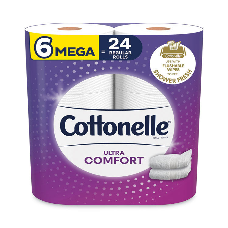 Cottonelle - Ultra ComfortCare Toilet Paper, Soft Tissue, Mega Rolls, Septic Safe, 2-Ply, White, 284/Roll, 6 Rolls/Pack, 36 Rolls/Carton