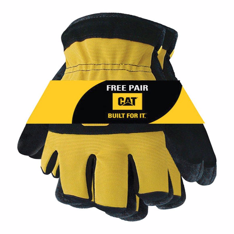 CAT - CAT Men's Palm Work Gloves Black/Yellow L 2 pair