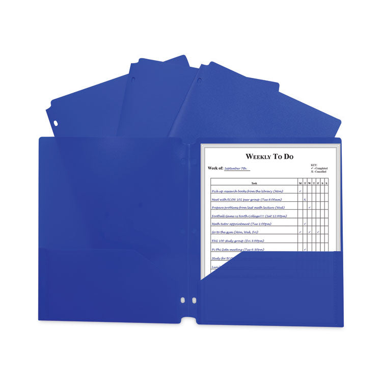 C-Line - Two-Pocket Heavyweight Poly Portfolio Folder, 3-Hole Punch, 11 x 8.5, Blue, 25/Box (7255771)