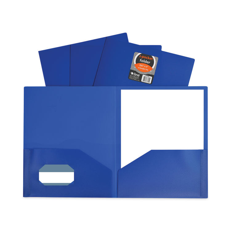 C-Line - Two-Pocket Heavyweight Poly Portfolio Folder, 11 x 8.5, Blue, 25/Box