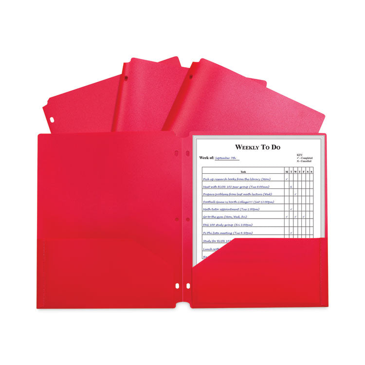 C-Line - Two-Pocket Heavyweight Poly Portfolio Folder, 3-Hole Punch, 11 x 8.5, Red, 25/Box (7255797)