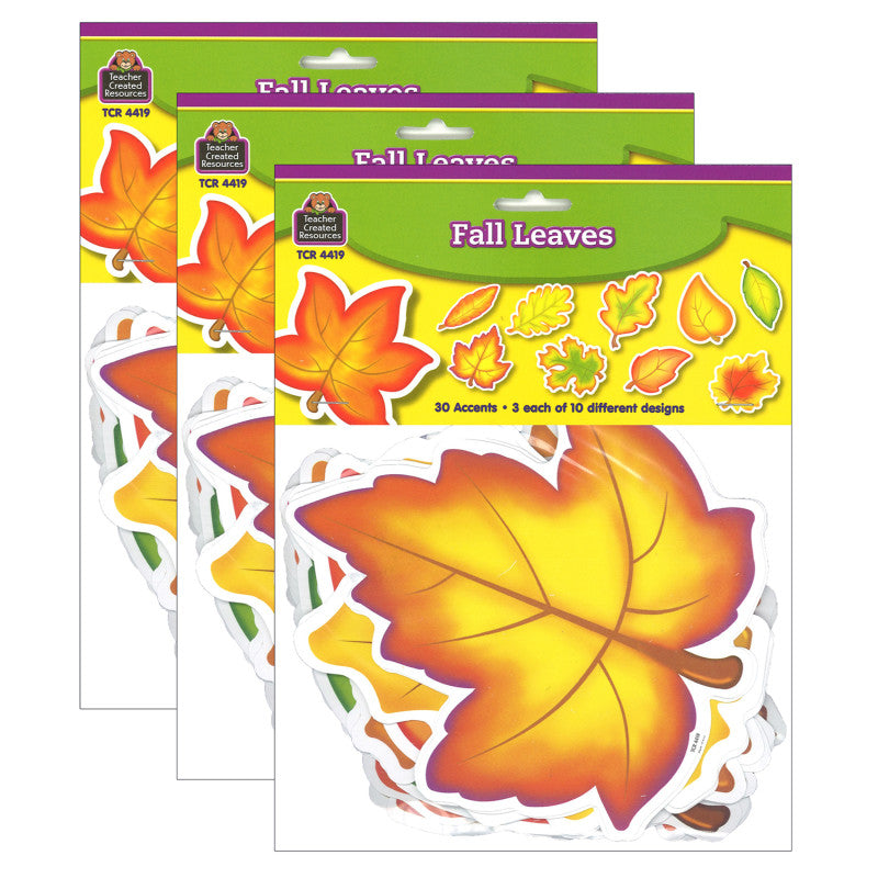 TEACHER CREATED RESOURCES - Fall Leaves Accents, 30 Per Pack, 3 Packs