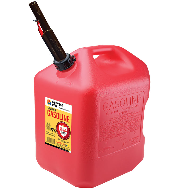 MIDWEST CAN - Midwest Can FlameShield Safety System Plastic Gas Can 6 gal