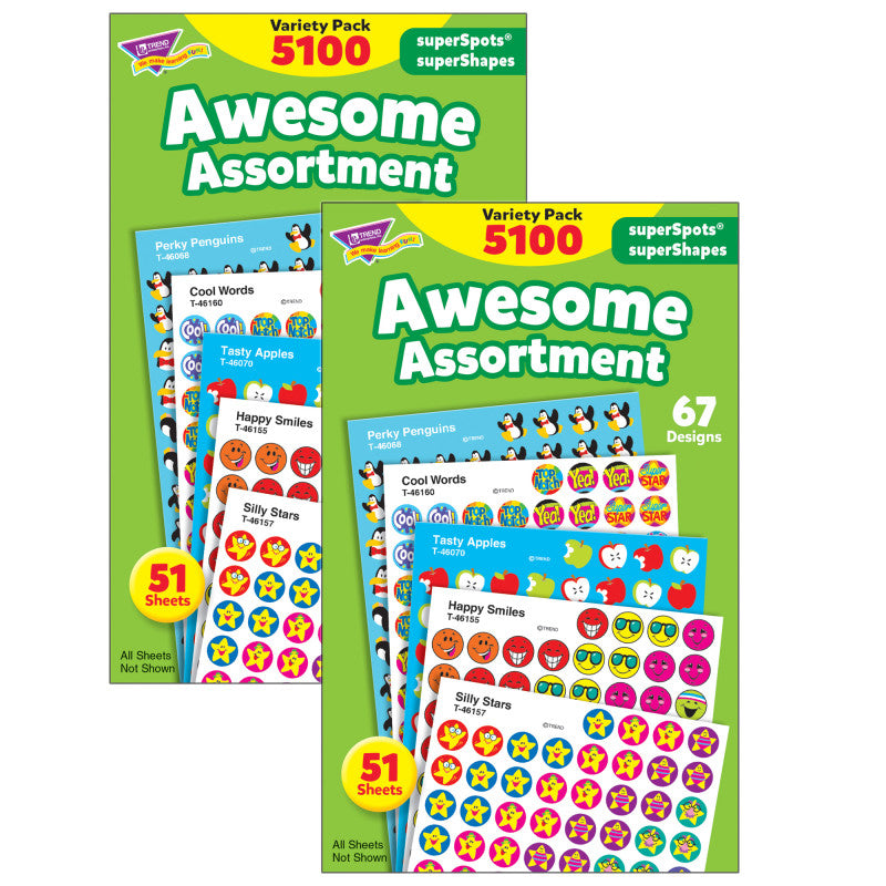 TREND - Awesome Assortment superSpots®/superShapes Variety Pack, 5100 Per Pack, 2 Packs