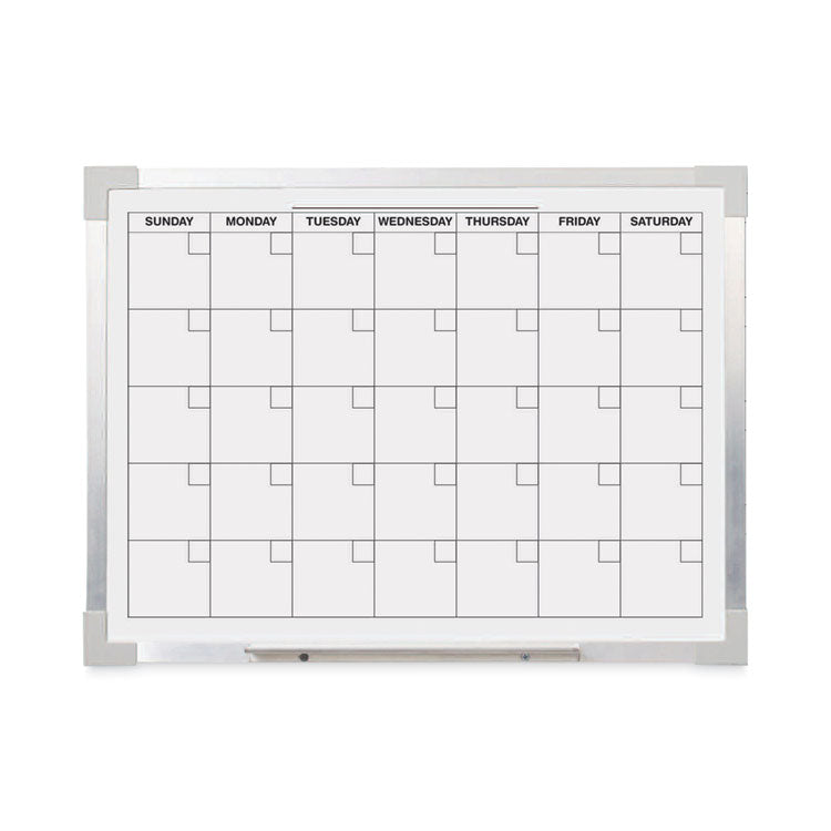 Flipside - Framed Calendar Dry Erase Board, 24 x 18, White Surface, Silver Aluminum Frame