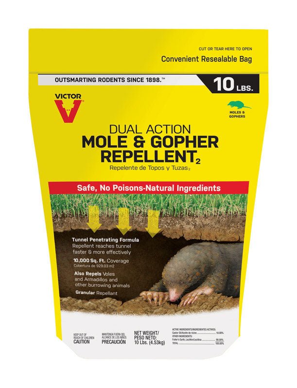 VICTOR - Victor Dual Action Animal Repellent Granules For Gophers and Moles 10 lb