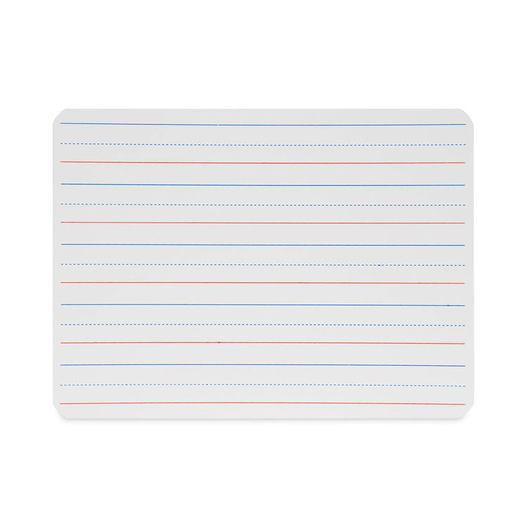Flipside - Magnetic Two-Sided Red and Blue Ruled Dry Erase Board, 12 x 9, Ruled White Front, Unruled White Back, 12/Pack