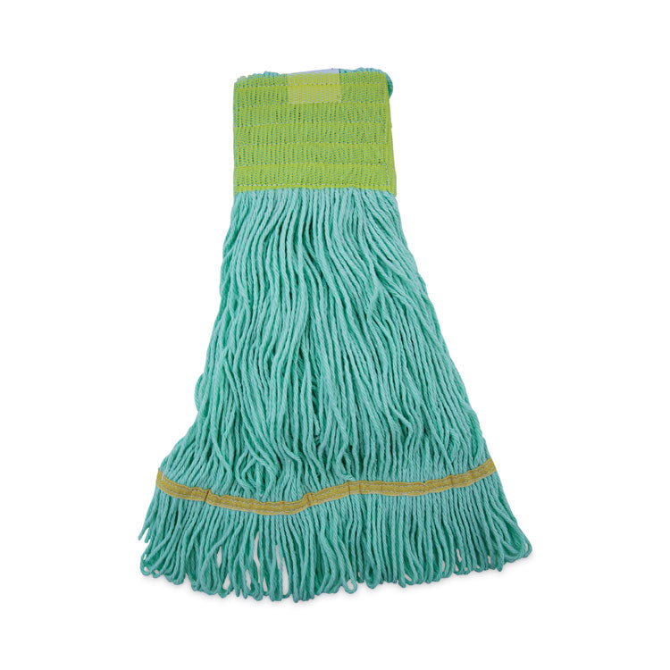 Boardwalk - EcoMop Looped-End Mop Head, Recycled Fibers, Medium Size, Green, 12/Carton