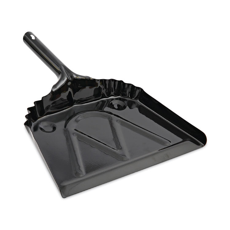 Boardwalk - Metal Dust Pan, 12 x 14, 2" Handle, 20-Gauge Steel, Black, 12/Carton