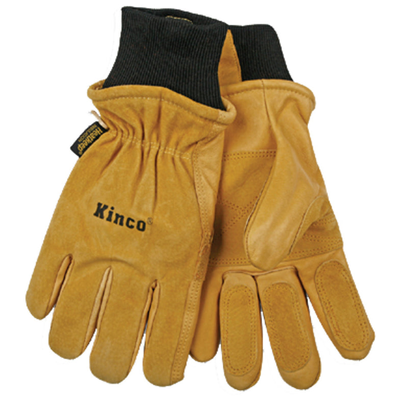 KINCO - Kinco L Pigskin Leather Black/Gold Ski Gloves