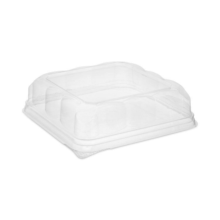 Pactiv Evergreen - Recycled Container Lid, Dome Lid for 6 x 6 Brownie Container, 7.5 x 7.5 x 2.02, Clear, Plastic, 195/Carton