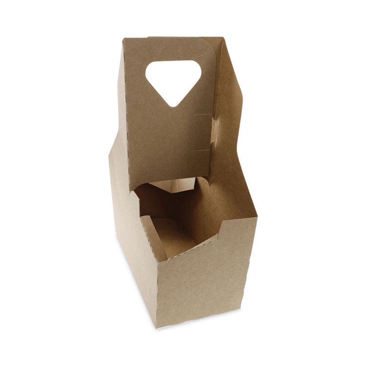 Pactiv Evergreen - Paperboard Cup Carrier, Up to 44 oz, Two to Four Cups, Natural, 250/Carton