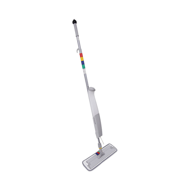 Boardwalk - Bucketless Microfiber Mop System, 5 x 18 Blue Microfiber Head, 59" Gray Aluminum/Polypropylene Handle