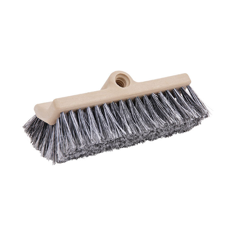 Boardwalk - Dual-Surface Black Polypropylene Bristles, 10" Brush, Brown Plastic Handle