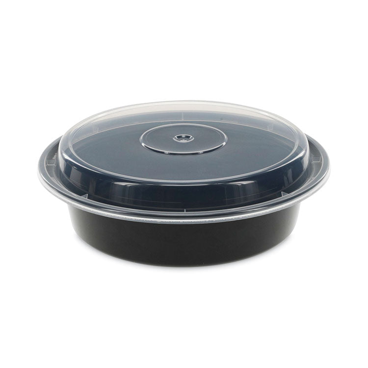 Pactiv Evergreen - Newspring VERSAtainer Microwavable Containers, 24 oz, 7" Diameter, Black/Clear, Plastic, 150/Carton