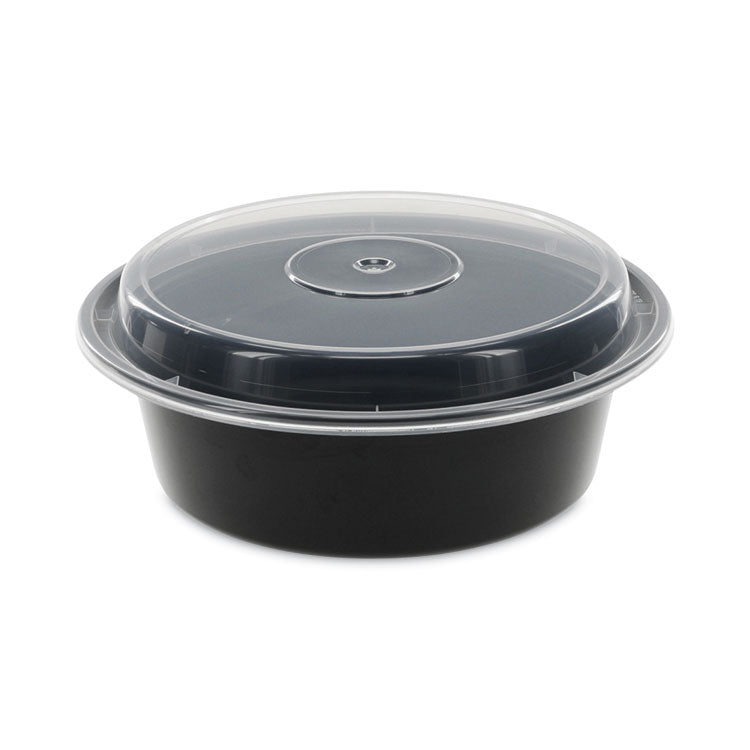 Pactiv Evergreen - Newspring VERSAtainer Microwavable Containers, 32 oz, 7 Diameter x 2 h, Black/Clear, Plastic, 150/Carton