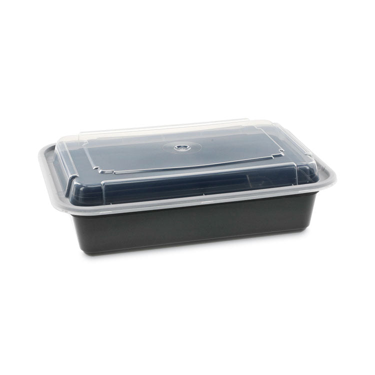 Pactiv Evergreen - Newspring VERSAtainer Microwavable Containers, 38 oz, 6 x 8.5 x 2, Black/Clear, Plastic, 150/Carton