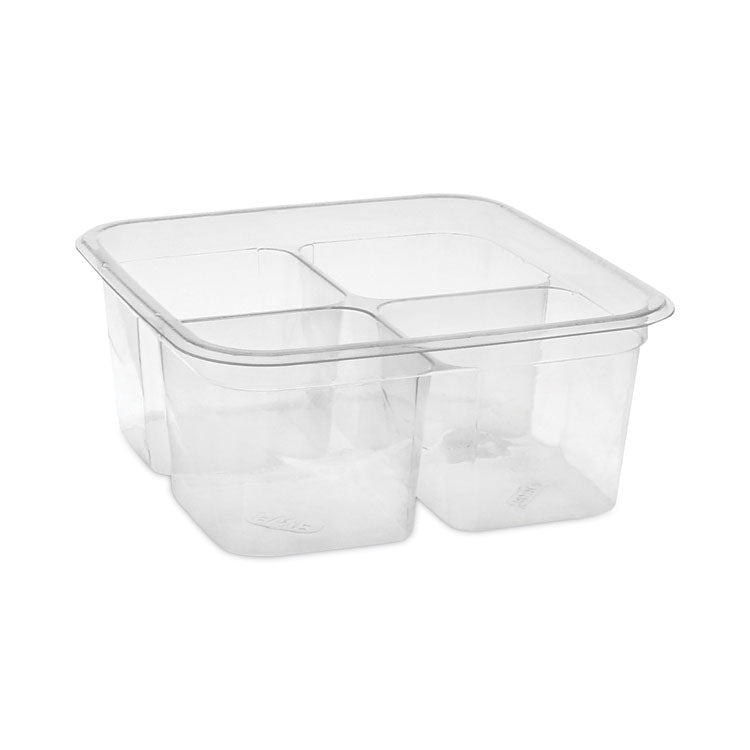 Pactiv Evergreen - EarthChoice Square Recycled Bowl,4-Compartment, 32 oz, 6.13 x 6.13 x 2.61, Clear, Plastic, 360/Carton